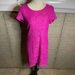 Laundry Shelli Segal Womens Fuchsia Lace Wedding Guest Cocktail Dress Size‎ 6